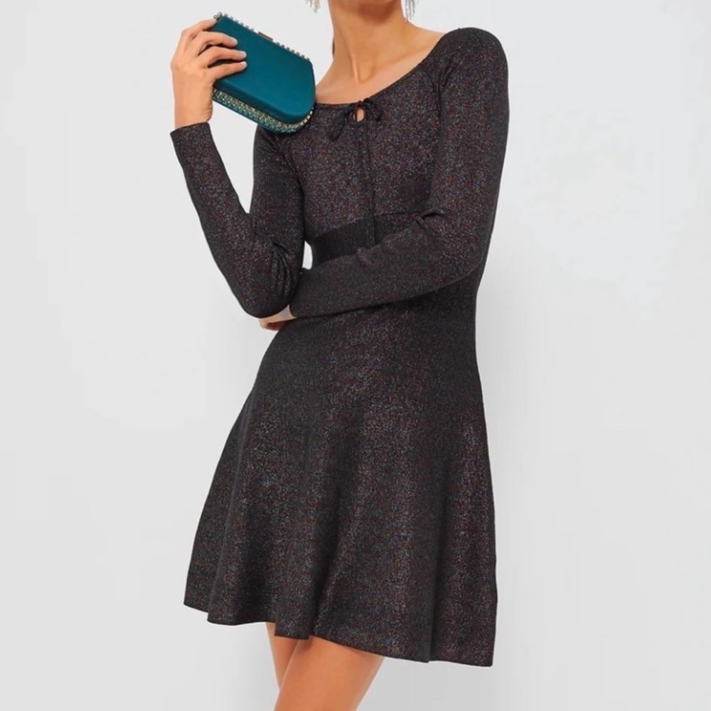 TUCKERNUCK Hyacinth‎ House Black Metallic Selena Knit Mini Dress NWT Size XS